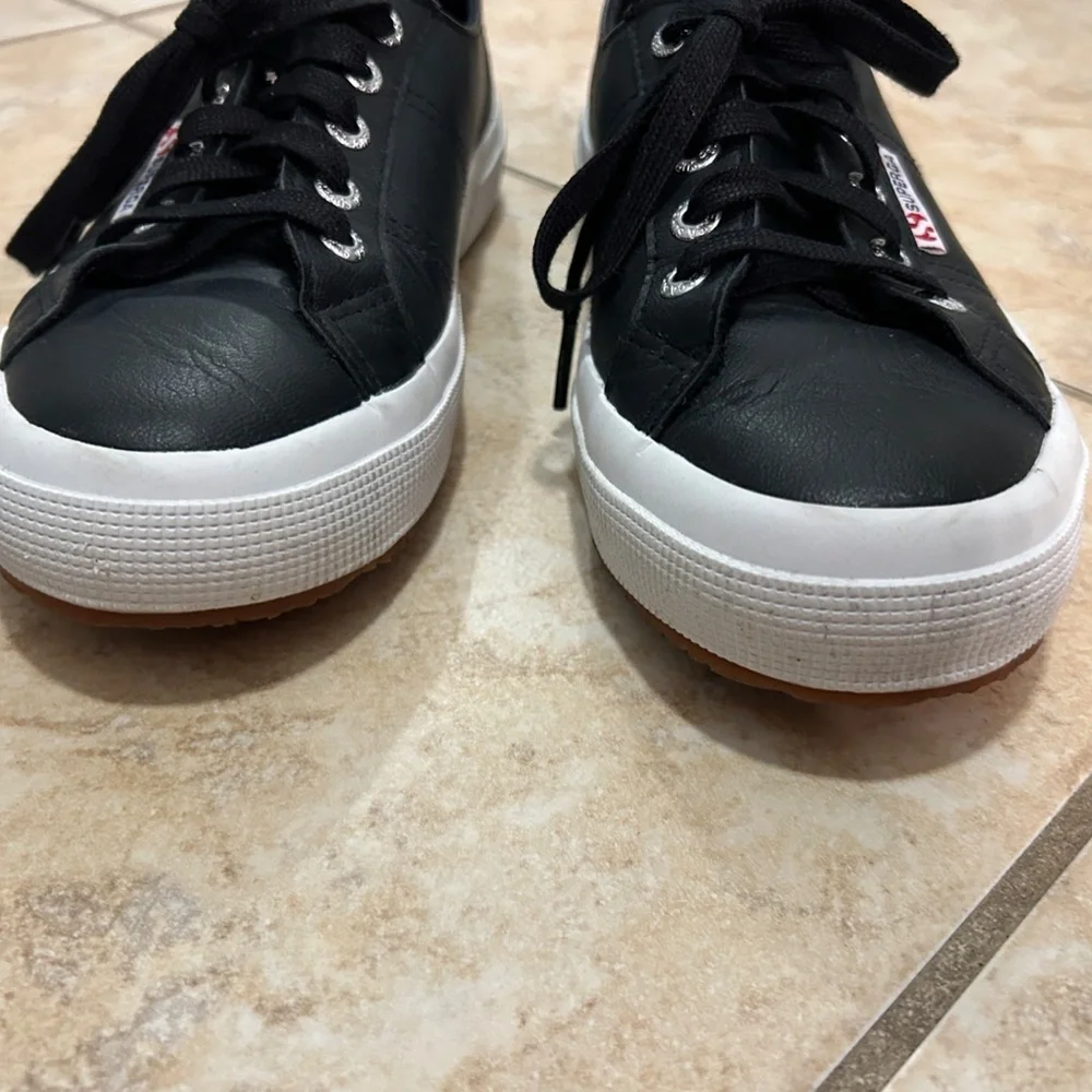 Superga 2750 COTU Classic Sneaker Black Leather Size 37/6.5